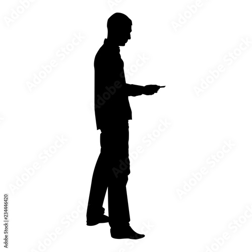 Man passes the card Business pay credit card silhouette icon black color illustration