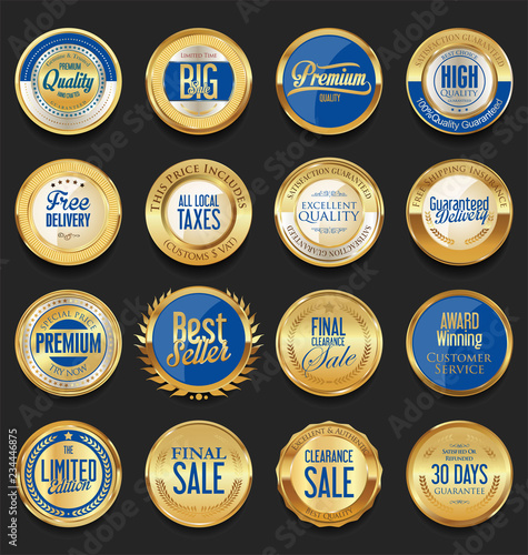 Retro golden badge vector illustration collection