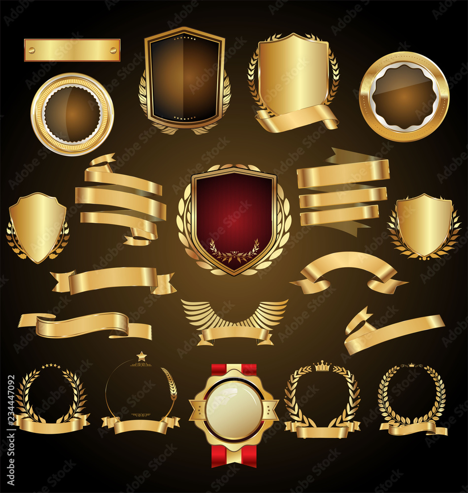Retro golden badge vector illustration collection Retro golden badge vector illustration collection