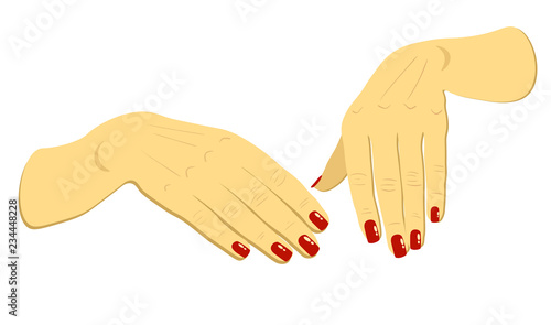 vector woman hands with red fingernails isolated