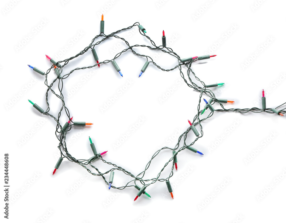 Christmas lights on white background Christmas lights on white background