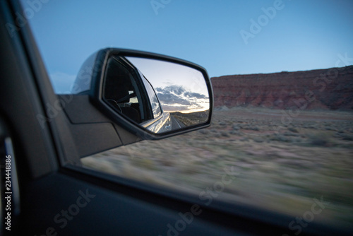 Looking back in the mirror while driving through Utah canyons © Christian
