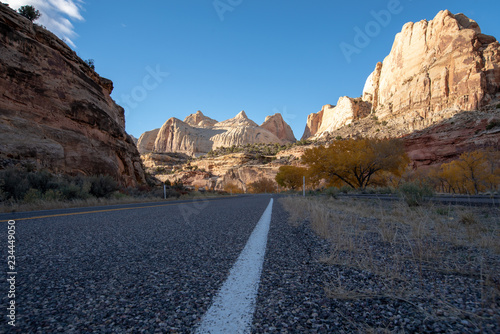 Highway in southwestern state canyon going to horizon