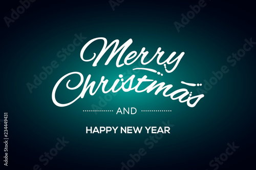 Merry Christmas and Happy New Year calligraphic inscription, vector illustration.