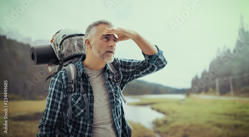 Fototapeta Hiker looking away