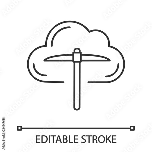 Cryptocurrency cloud mining service linear icon