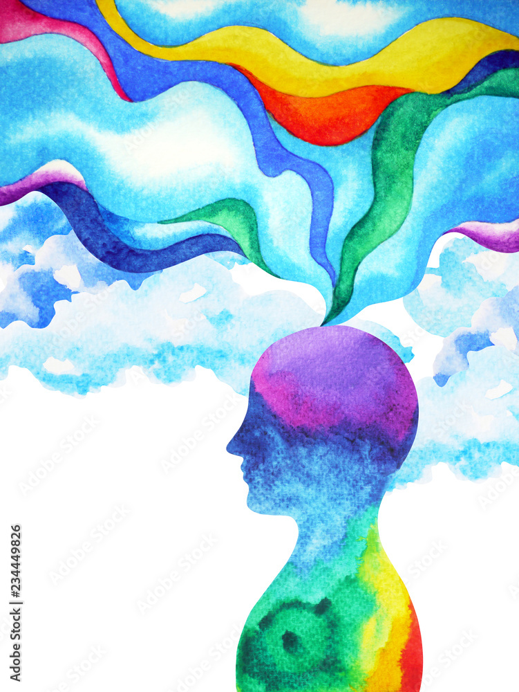 Watercolor Illustration Keyhole Human Brain Power Stock Illustration  1994389316