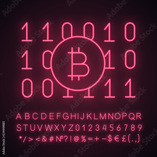 Binary code neon light icon