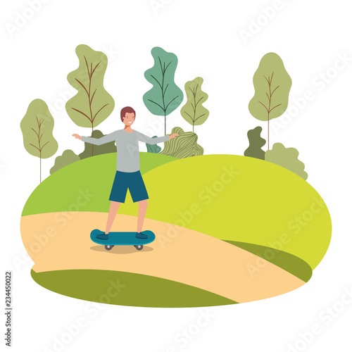 man practicing skateboarding on park