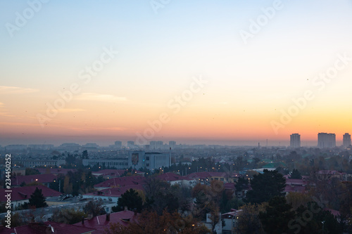View of the City at Dawn, Ashgabat, Turkmenistan 