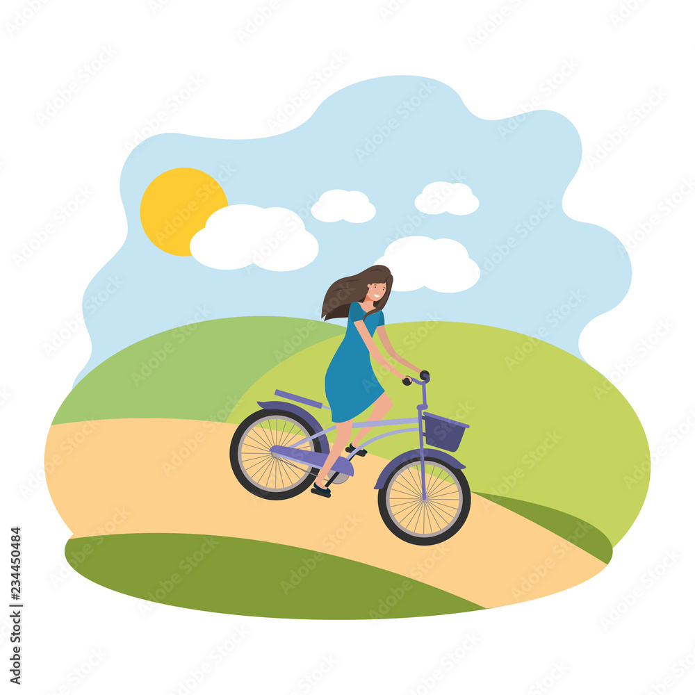 young woman in bicycle on the park young woman in bicycle on the park