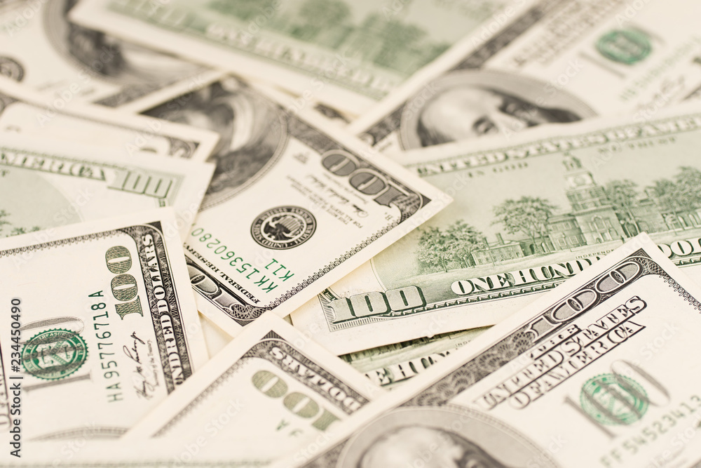Dollars background, hundred USA dollar banknote bills, many American cash money Dollars background, hundred USA dollar banknote bills, many American cash money