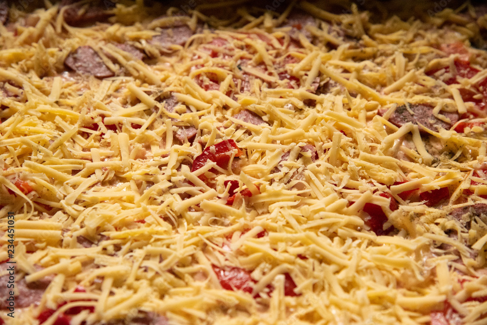 Pizza background - macro shot delicious italian pizza Pizza background - macro shot delicious italian pizza