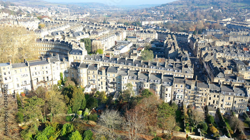 Aerial cityscape view of Bath, Somerset, United Kingdom © ink drop