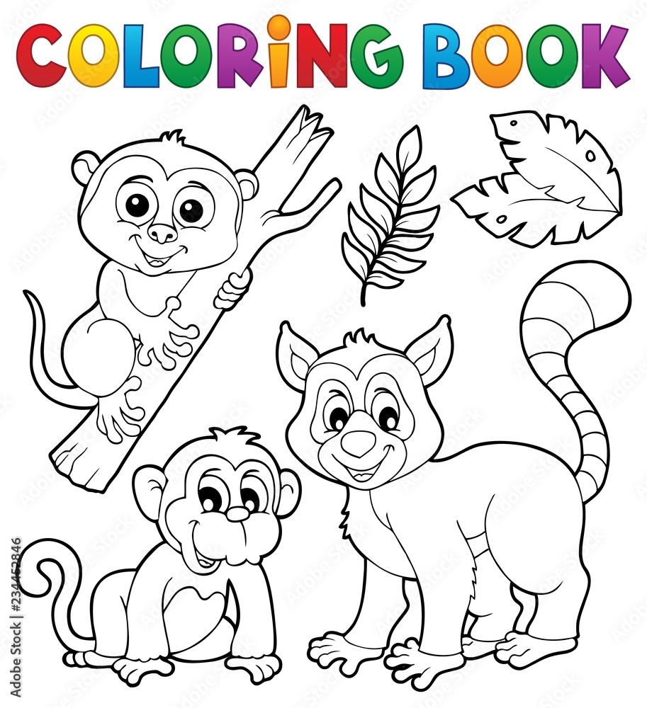 Coloring book primates and monkey Coloring book primates and monkey