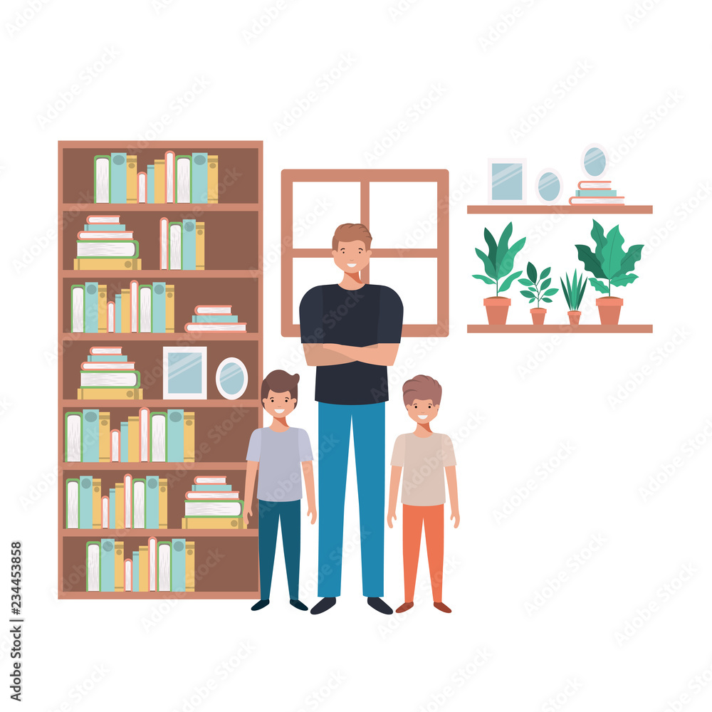 father and sons in livingroom avatar character father and sons in livingroom avatar character