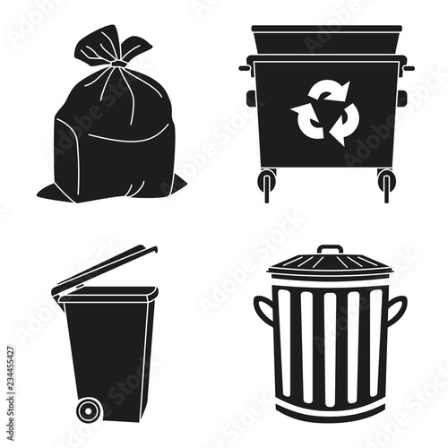 Black and white garbage silhouette collection