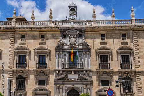 Architectural fragments of Royal Chancellery of Granada (La Real Chancilleria de Granada or Real Audiencia y Chancilleria de Granada, 1587) - building located in Plaza Nueva. Granada, Andalusia, Span. photo