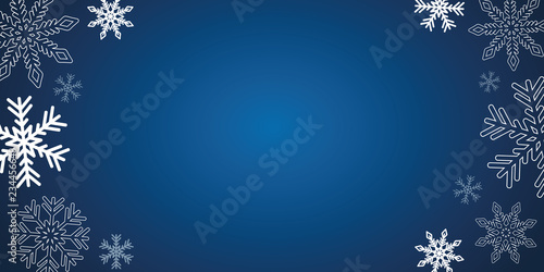 blue christmas winter background with white snowflakes vector illustration EPS10