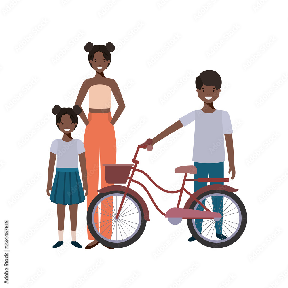 mother and children with bicycle avatar character mother and children with bicycle avatar character