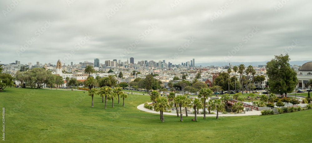 View of the San Francisco skyline from Mission Dolores Park