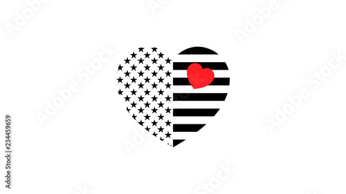 Free Download black and white flag of the USA in the form of a heart - GFXLoad