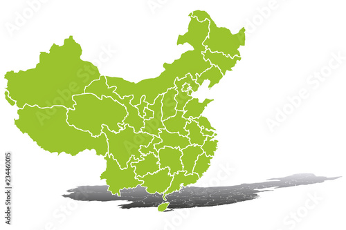 Mapa verde de china.