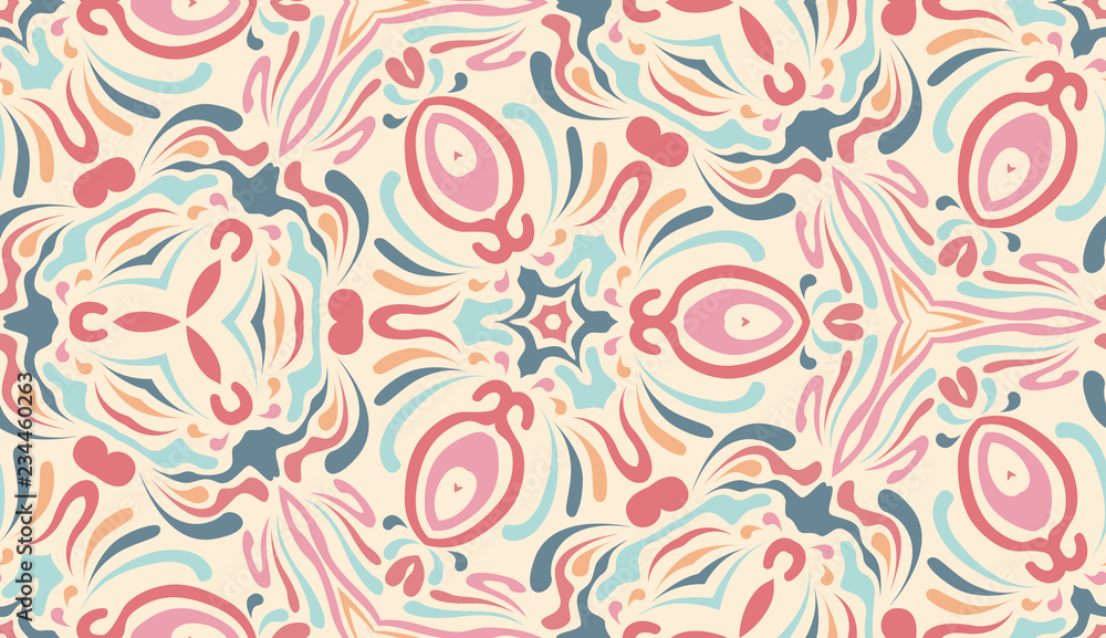 Abstract ethnic pattern in pastel shades. Fragment of design for card, invitation, cover, wallpaper, tile, packaging, background. Tribal ethnic ornament arabic style. Abstract ethnic pattern in pastel shades. Fragment of design for card, invitation, cover, wallpaper, tile, packaging, background. Tribal ethnic ornament arabic style.