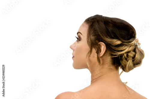 Beautiful woman with a bride hairstyle