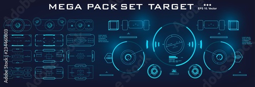 Mega pack set target. HUD futuristic user interface. Futuristic virtual graphic touch user interface.
