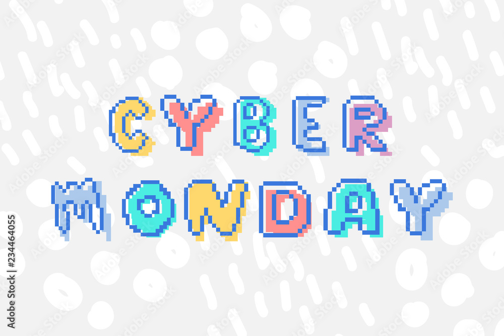 cyber monday pixel art style promotion banner cyber monday pixel art style promotion banner