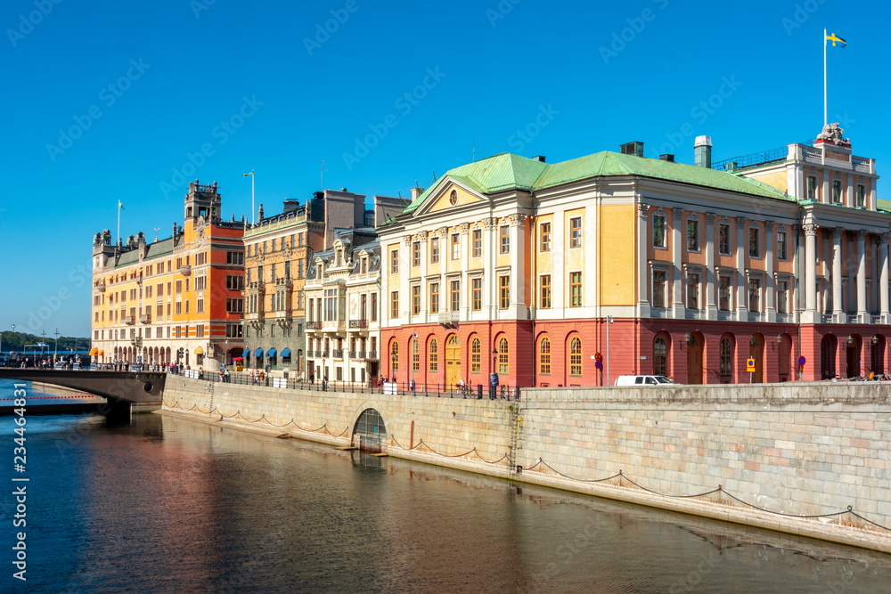 Embankment in center of Stockholm, Sweden