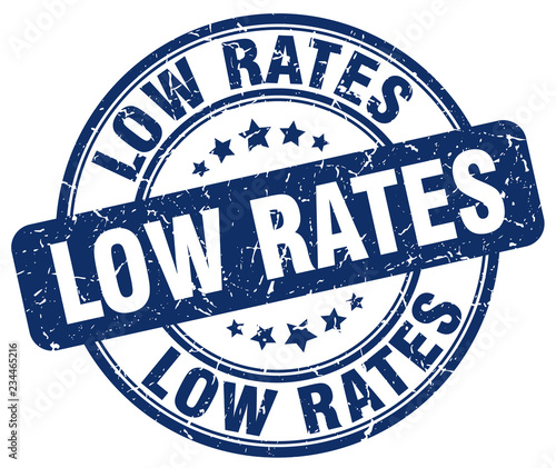 low rates blue grunge stamp