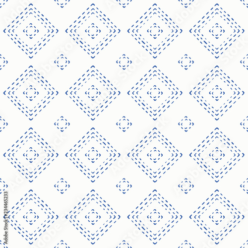 Indigo blue hand drawn vector seamless pattern. Porcelain - style surface design for fabric, wrapping paper or backdrop. photo