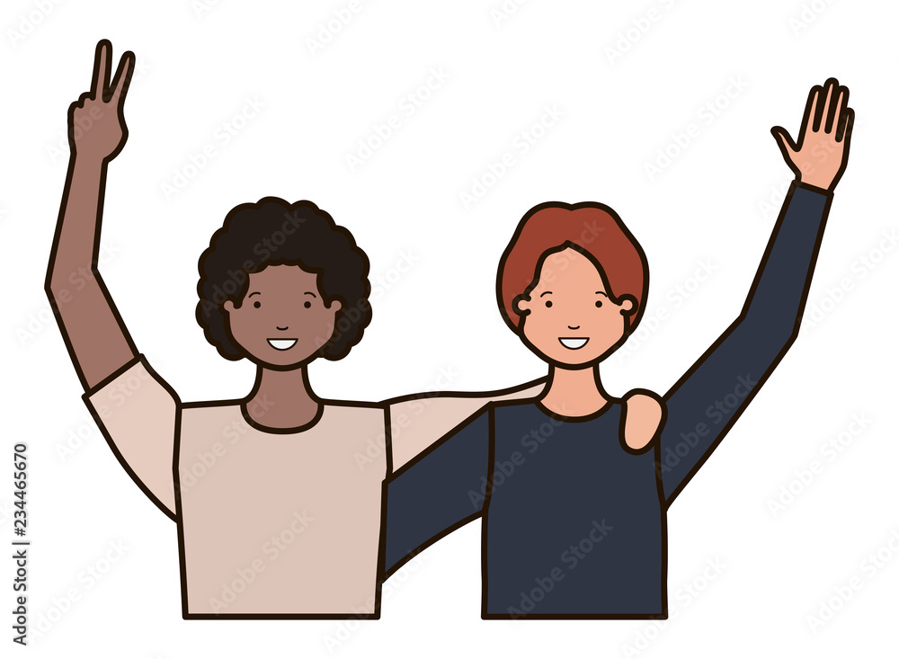 young men with hands up avatar character young men with hands up avatar character