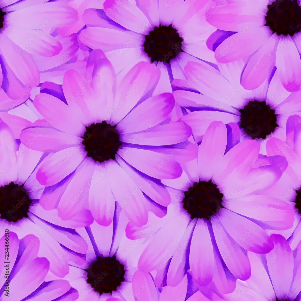 Fototapeta premium Seamless background. Flowers. Stylization: watercolor.