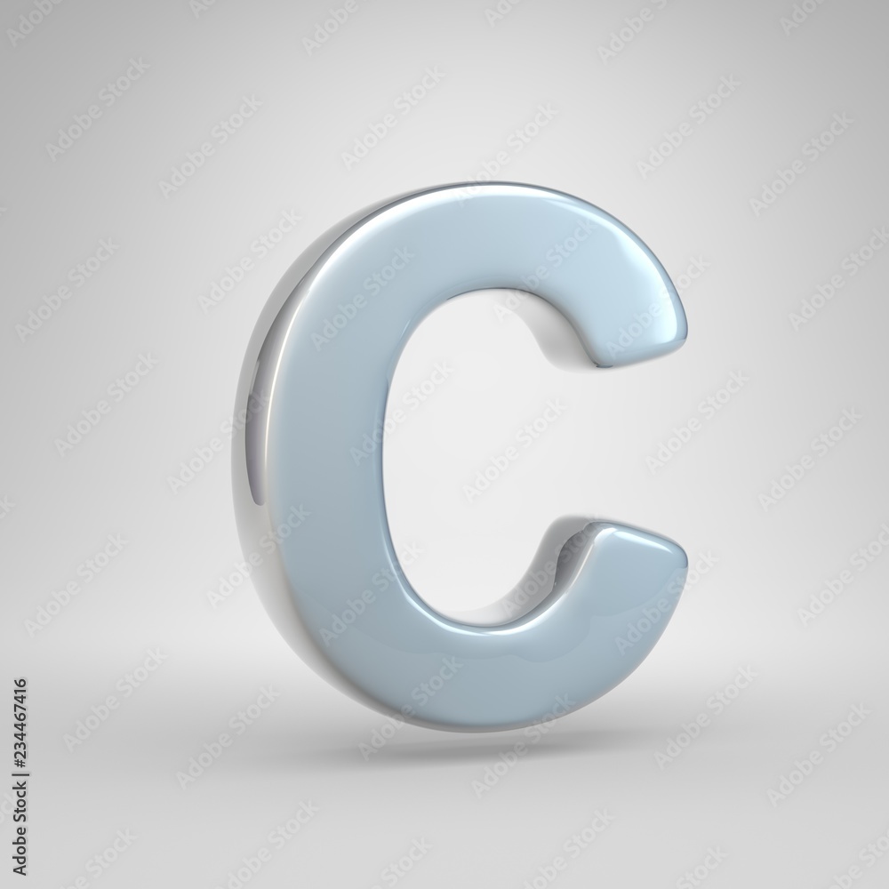 Silver car paint letter C uppercase isolated on white background Silver car paint letter C uppercase isolated on white background