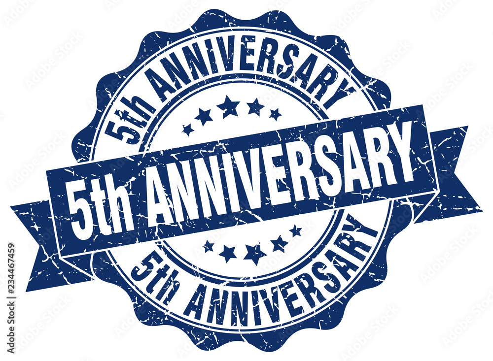 Fototapeta premium 5th anniversary stamp. sign. seal
