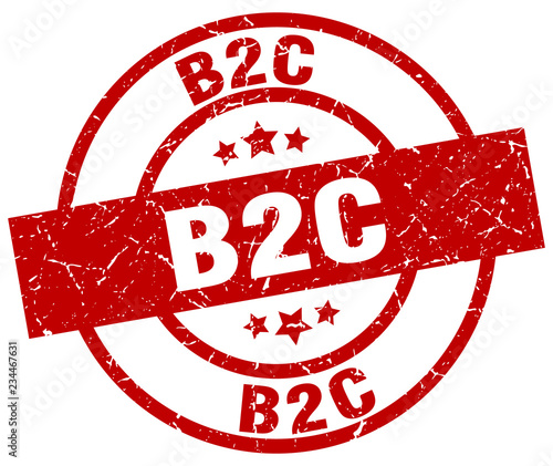 b2c round red grunge stamp