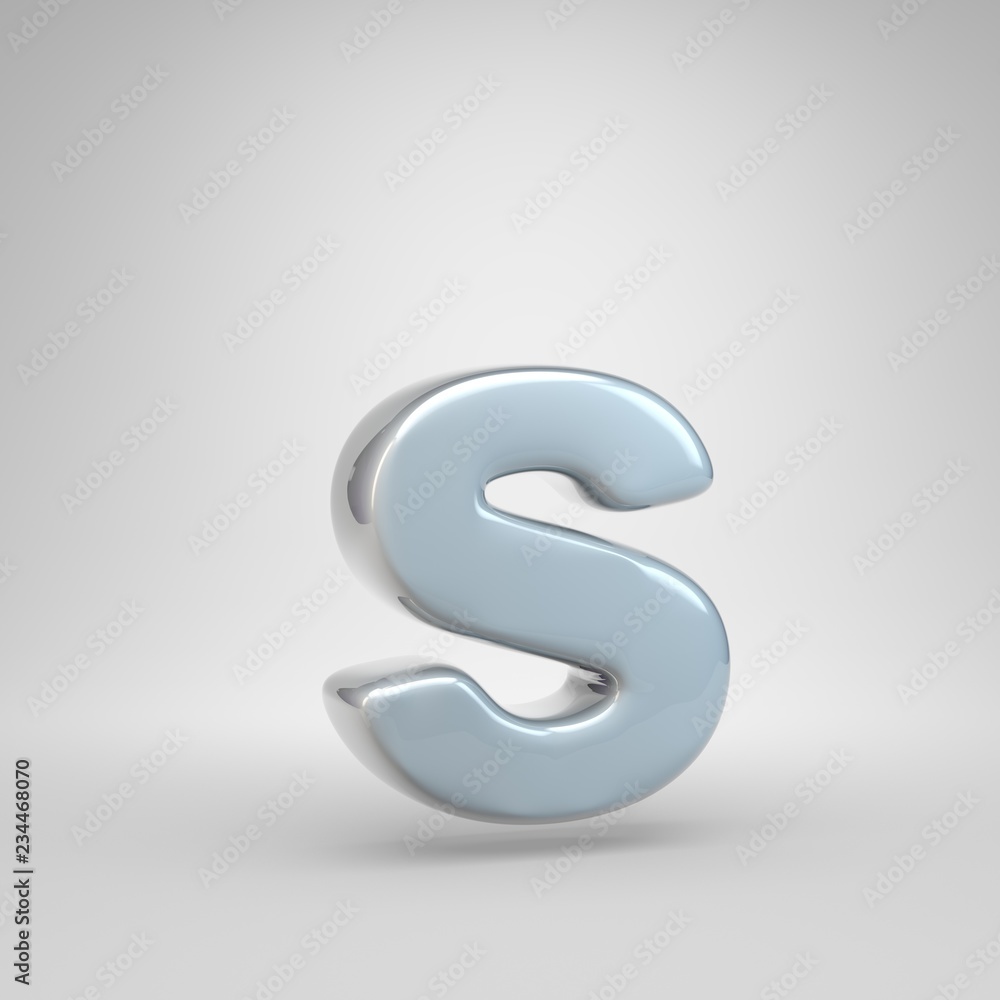 Silver car paint letter S lowercase isolated on white background Silver car paint letter S lowercase isolated on white background