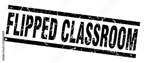 square grunge black flipped classroom stamp