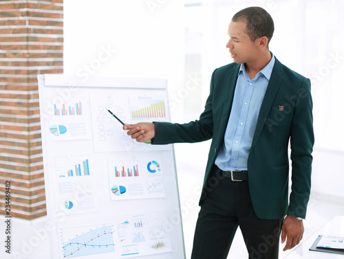 young businessman making presentation of a new financial project