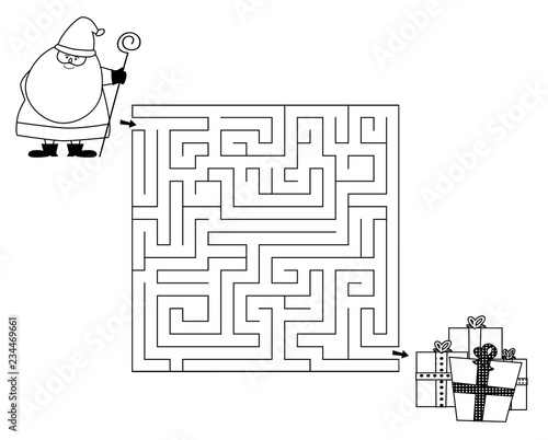Obraz na płótnie Christams maze color book with Santa Claus w salonie