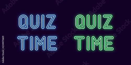 Neon inscription of Quiz Time. Vector, neon Text