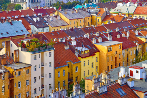 Prague, Czech Republic. Coloured houses among residential
