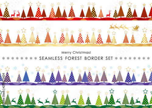 クリスマス用のシームレスなボーダーセット