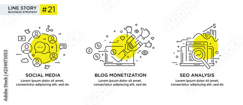 Set of illustrations concept with business concept. Workflow, growth, graphics. Business development, milestones, start-up. linear illustration Icons infographics. Landing page site print poster. Line