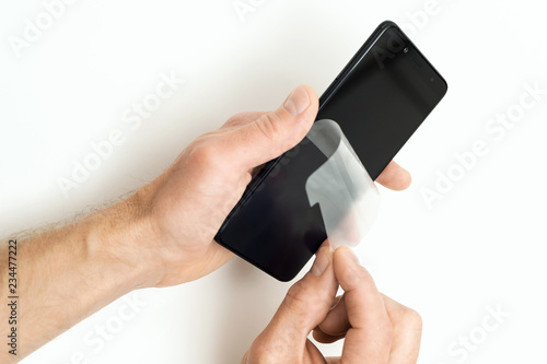 Smartphone in human hands.