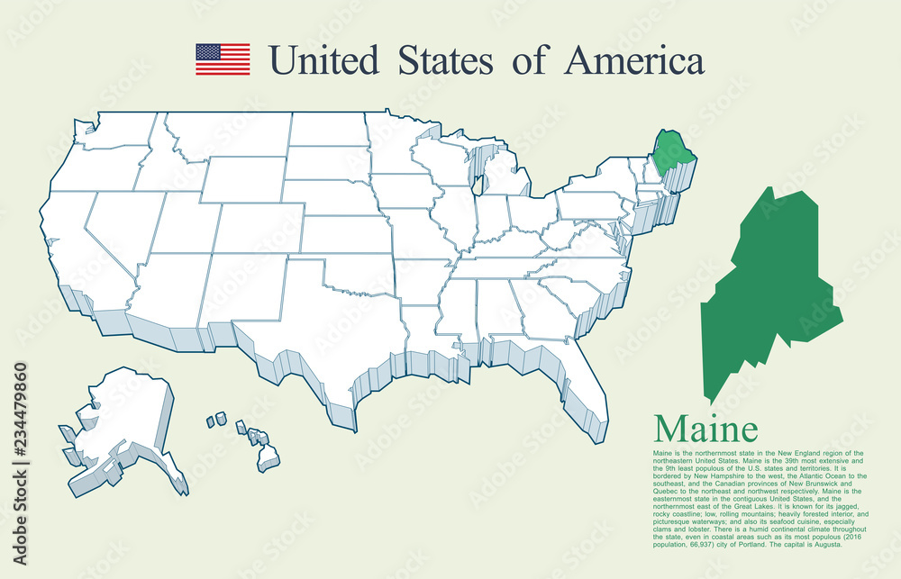 Fototapeta premium USA map vector, Maine