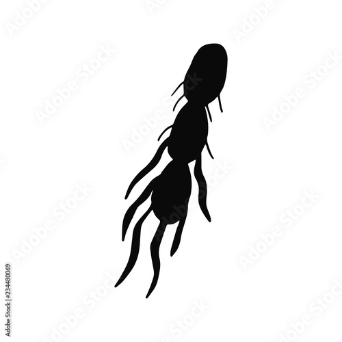 bacterium virus silhouette vector icon. isolated